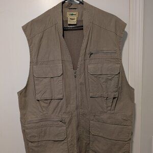 LL Bean Men’s XL Beige Safari Fishing Photography Cargo Whatever Utility Vest